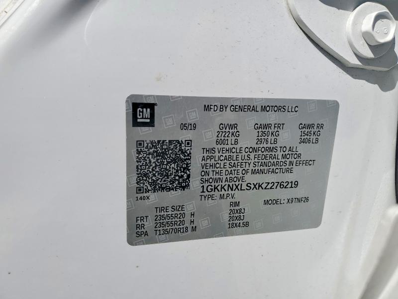 55427866 :رقم المزاد ، 1GKKNXLSXKZ276219 vin ، 2019 Gmc Acadia مزاد بيع