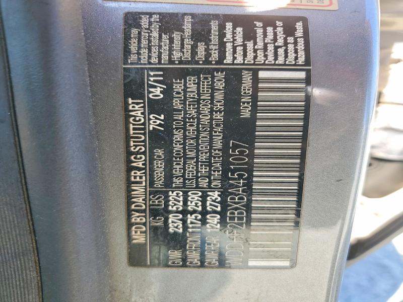 52597586 :رقم المزاد ، WDDHF2EBXBA451057 vin ، 2011 Mercedes-benz E مزاد بيع