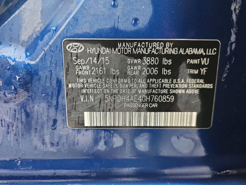 Aukcja sprzedaży 2016 Hyundai Elantra, vin: 5NPDH4AE4GH760859, numer aukcji: 52584746