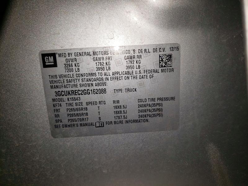 Aukcja sprzedaży 2016 Chevrolet Silverado, vin: 3GCUKREC2GG162088, numer aukcji: 51845896
