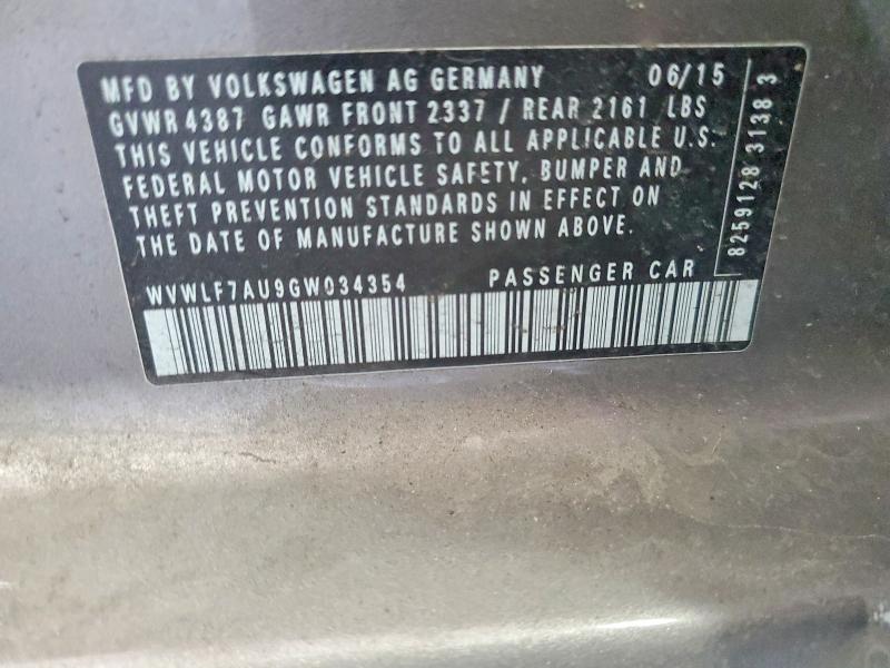 53810636 :رقم المزاد ، WVWLF7AU9GW034354 vin ، 2016 Volkswagen Golf R مزاد بيع
