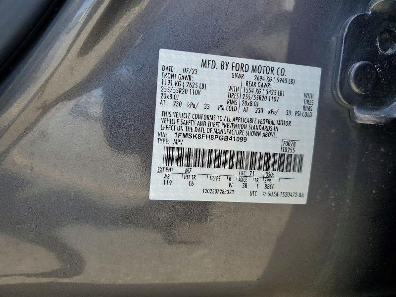 55014996 :رقم المزاد ، 1FMSK8FH8PGB41099 vin ، 2023 Ford Explorer مزاد بيع