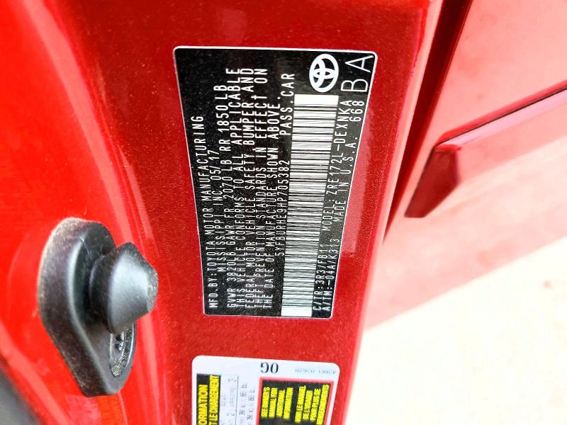 54853316 :رقم المزاد ، 5YFBURHE9HP705382 vin ، 2017 Toyota Corolla مزاد بيع