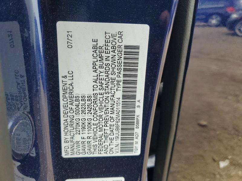 54236186 :رقم المزاد ، 19UUB6F62MA011514 vin ، 2021 Acura Tlx مزاد بيع