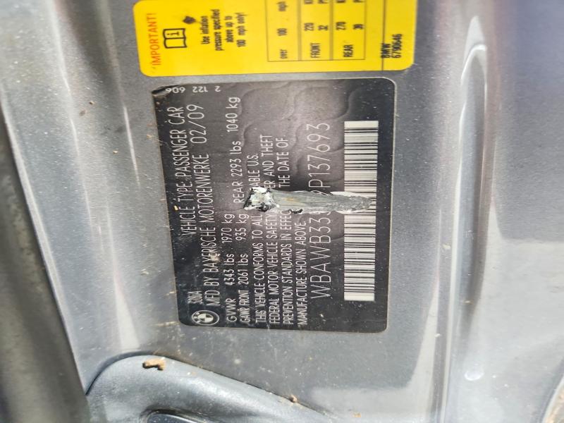52667536 :رقم المزاد ، WBAWB33579P137693 vin ، 2009 Bmw 328 مزاد بيع