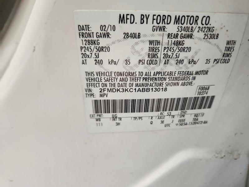 Продажа на аукционе авто 2010 Ford Edge, vin: 2FMDK3KC1ABB13018, номер лота: 50315386