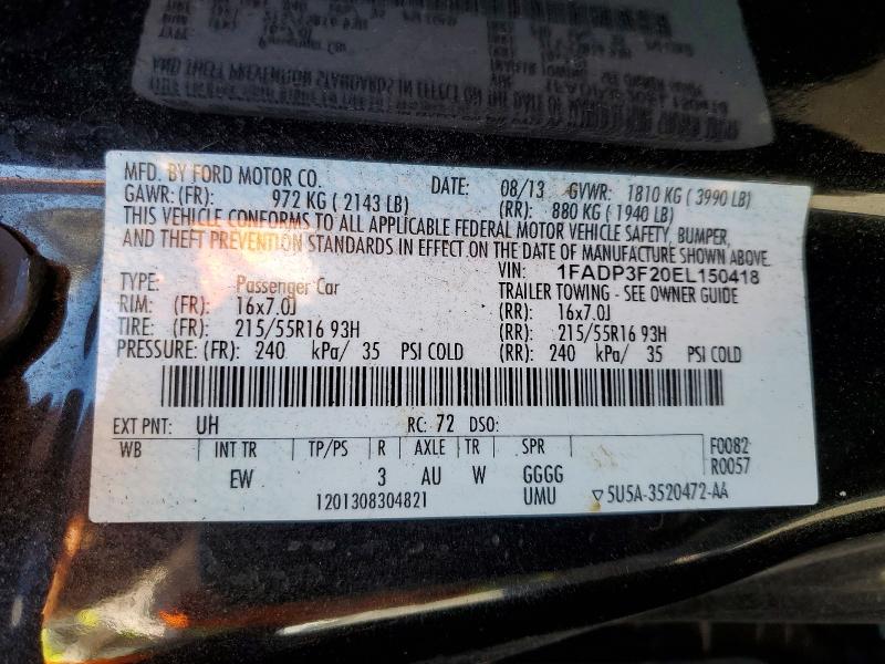 54651186 :رقم المزاد ، 1FADP3F20EL150418 vin ، 2014 Ford Focus مزاد بيع