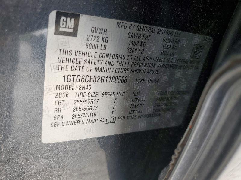 Aukcja sprzedaży 2016 Gmc Canyon, vin: 1GTG6CE32G1188588, numer aukcji: 53244546