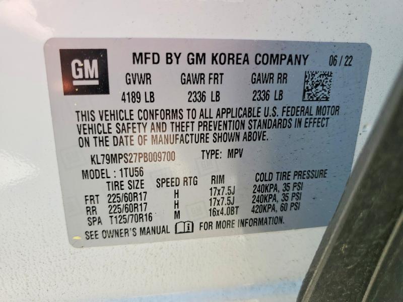 54106906 :رقم المزاد ، KL79MPS27PB009700 vin ، 2023 Chevrolet Trailblazer مزاد بيع