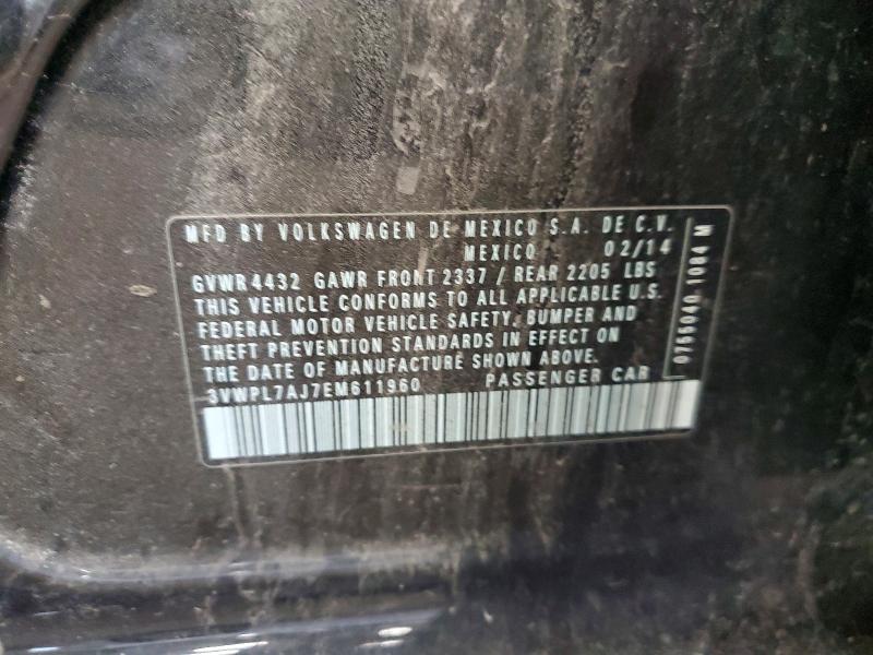 Aukcja sprzedaży 2014 Volkswagen Jetta, vin: 3VWPL7AJ7EM611960, numer aukcji: 54412276
