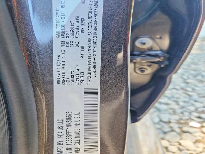 Продаж на аукціоні авто 2022 Ram 1500, vin: 1C6SRFFT1NN386626, номер лоту: 51824466