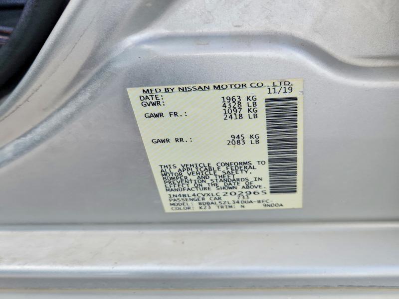 Aukcja sprzedaży 2020 Nissan Altima, vin: 1N4BL4CVXLC202965, numer aukcji: 53380286