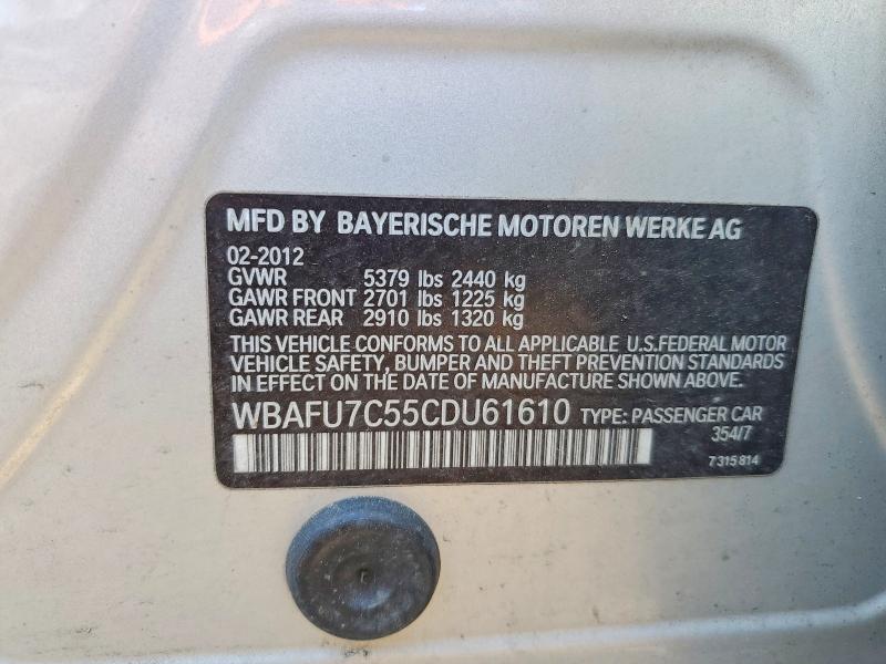 52756416 :رقم المزاد ، WBAFU7C55CDU61610 vin ، 2012 Bmw 535 مزاد بيع
