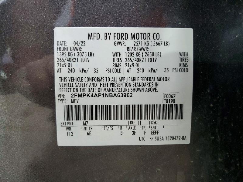 Aukcja sprzedaży 2022 Ford Edge, vin: 2FMPK4AP1NBA63962, numer aukcji: 51591616