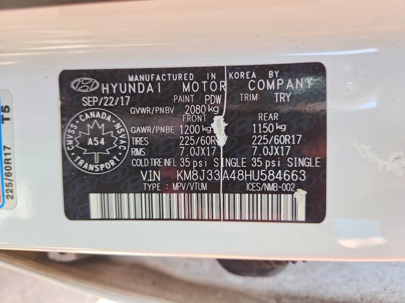 52648606 :رقم المزاد ، KM8J33A48HU584663 vin ، 2017 Hyundai Tucson مزاد بيع
