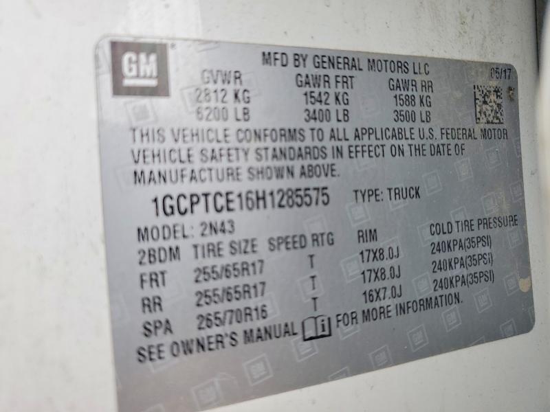 Aukcja sprzedaży 2017 Chevrolet Colorado, vin: 1GCPTCE16H1285575, numer aukcji: 54520696