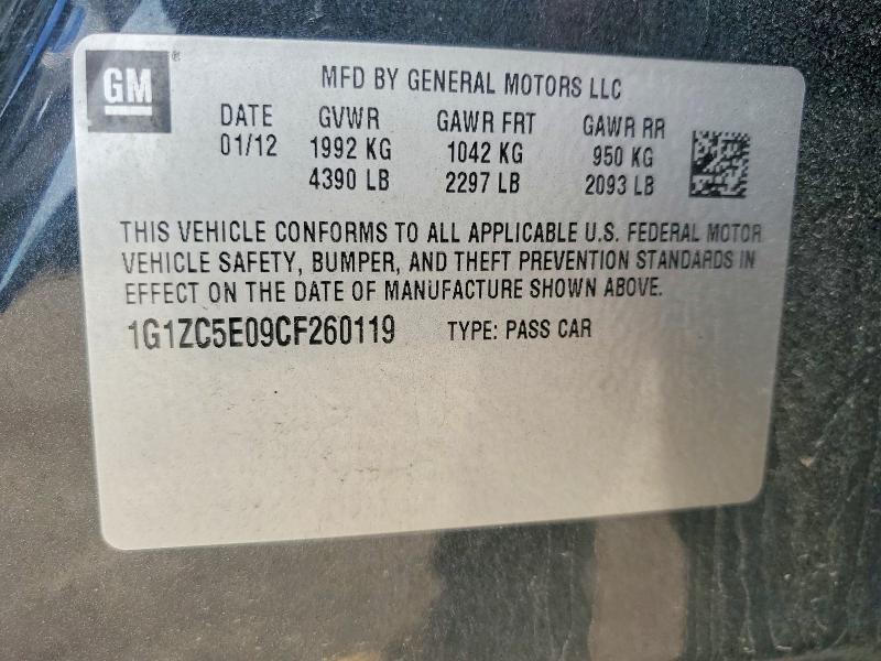 Продажа на аукционе авто 2012 Chevrolet Malibu, vin: 1G1ZC5E09CF260119, номер лота: 53711046