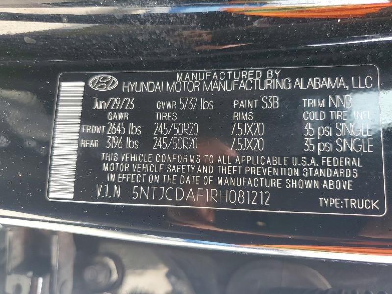 Aukcja sprzedaży 2024 Hyundai Santa Cruz, vin: 5NTJCDAF1RH081212, numer aukcji: 52324356