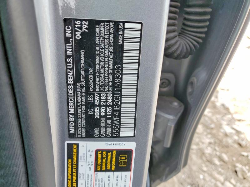 Aukcja sprzedaży 2016 Mercedes-benz C, vin: 55SWF4JB2GU158303, numer aukcji: 53060276