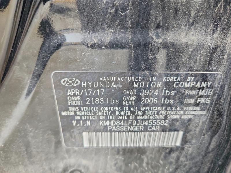 52253046 :رقم المزاد ، KMHD84LF9JU455582 vin ، 2018 Hyundai Elantra مزاد بيع