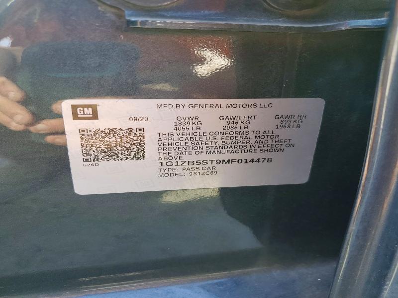 Продаж на аукціоні авто 2021 Chevrolet Malibu, vin: 1G1ZB5ST9MF014478, номер лоту: 54621266