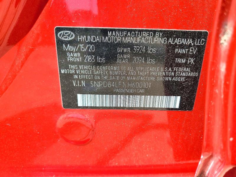 2020 Hyundai Elantra მანქანა იყიდება აუქციონზე, vin: 5NPD84LF1LH600101, აუქციონის ნომერი: 54314216