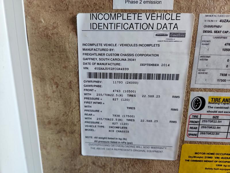 Продажа на аукционе авто 2015 Freightliner Sport, vin: 4UZAAJDT2FCGR4899, номер лота: 52047726