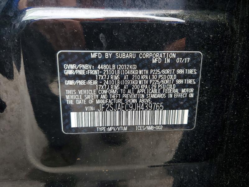 Aukcja sprzedaży 2018 Subaru Forester, vin: JF2SJAEC9JH439765, numer aukcji: 52458796