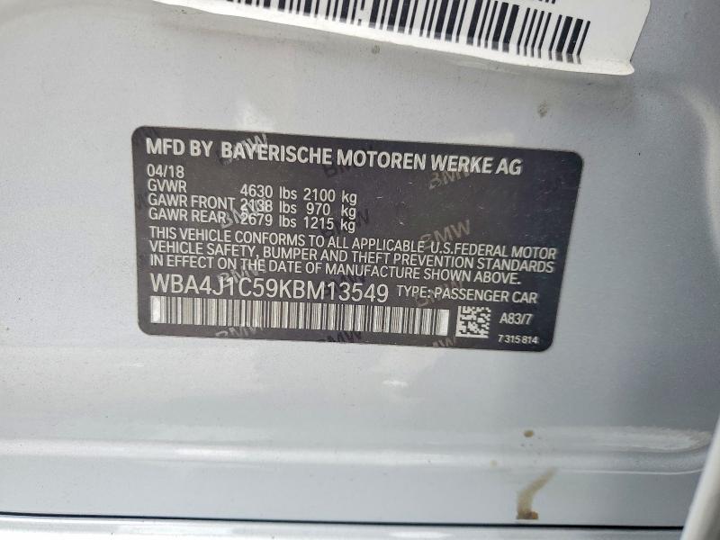 Продаж на аукціоні авто 2019 Bmw 430i, vin: WBA4J1C59KBM13549, номер лоту: 53409076