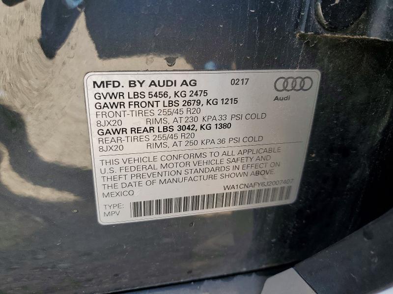 Продаж на аукціоні авто 2018 Audi Q5, vin: WA1CNAFY6J2007407, номер лоту: 53816066