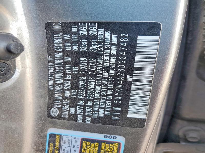 Продаж на аукціоні авто 2013 Kia Sorento, vin: 5XYKW4A23DG347482, номер лоту: 54456686