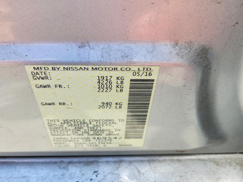 Продажа на аукционе авто 2016 Nissan Altima, vin: 1N4AL3APXGN369542, номер лота: 54336846