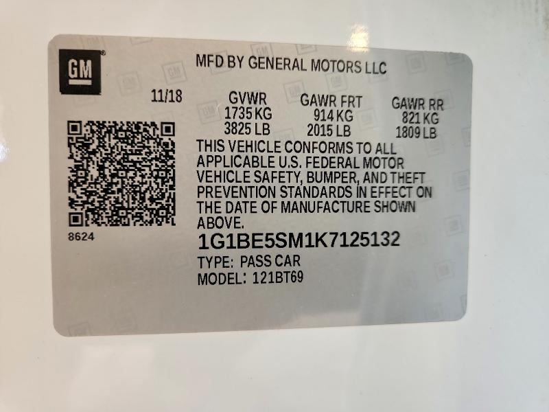 Продажа на аукционе авто 2019 Chevrolet Cruze, vin: 1G1BE5SM1K7125132, номер лота: 54636606