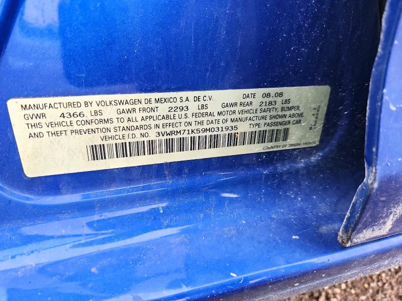 54407966 :رقم المزاد ، 3VWRM71K59M031935 vin ، 2009 Volkswagen Jetta مزاد بيع