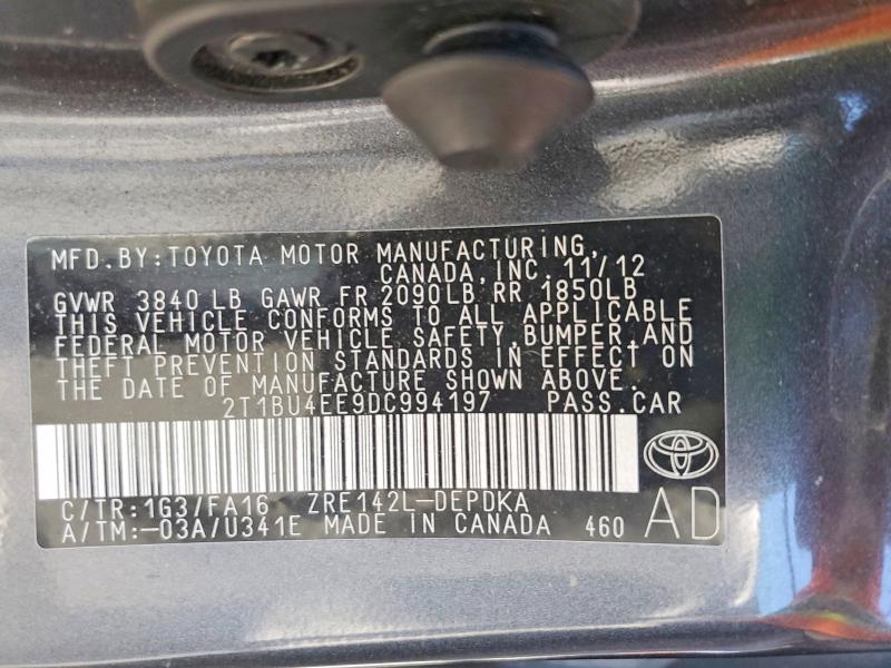 Продаж на аукціоні авто 2013 Toyota Corolla, vin: 2T1BU4EE9DC994197, номер лоту: 54303906