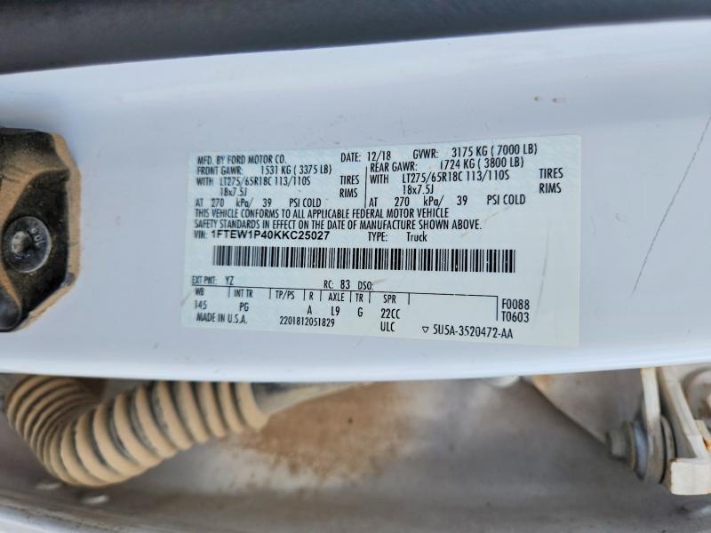 Продаж на аукціоні авто 2019 Ford F150, vin: 1FTEW1P40KKC25027, номер лоту: 55564486