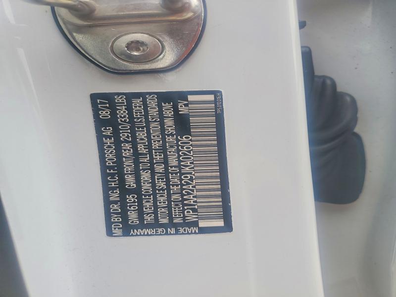 52412776 :رقم المزاد ، WP1AA2A29JKA02606 vin ، 2018 Porsche Cayenne مزاد بيع