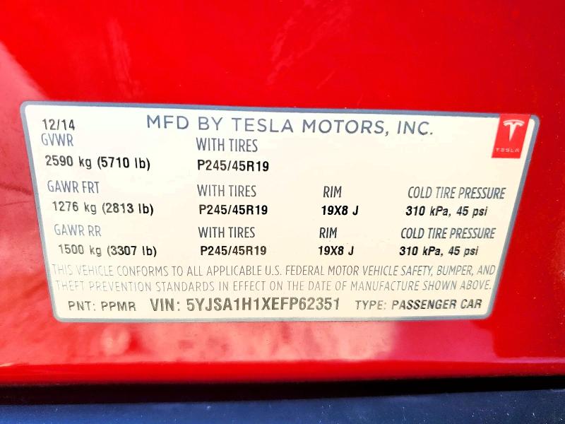 Aukcja sprzedaży 2014 Tesla Model S, vin: 5YJSA1H1XEFP62351, numer aukcji: 51550716