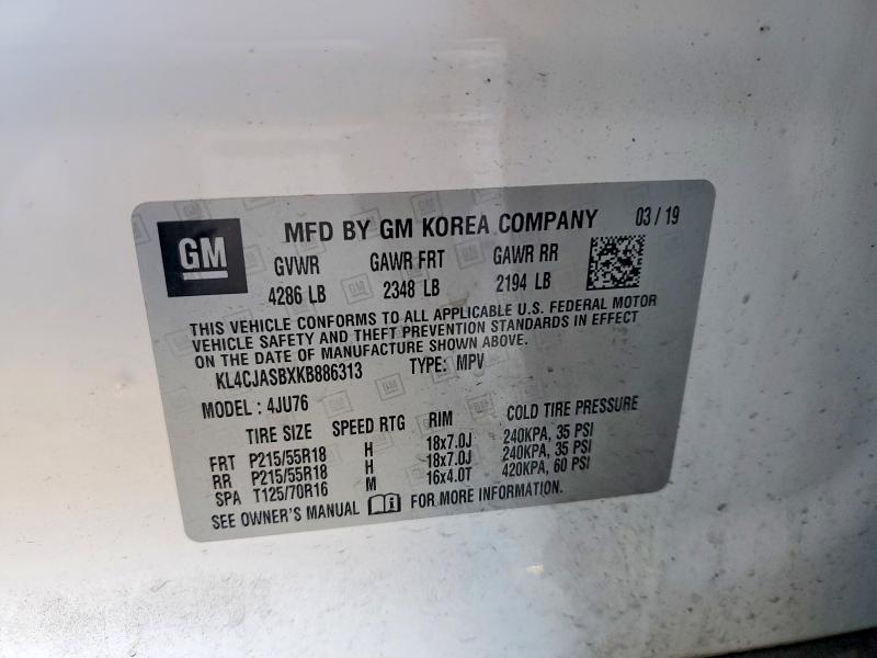 Aukcja sprzedaży 2019 Buick Encore, vin: KL4CJASBXKB886313, numer aukcji: 52934836