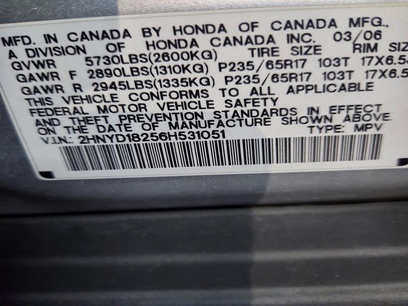 Aukcja sprzedaży 2006 Acura Mdx, vin: 2HNYD18256H531051, numer aukcji: 55828236