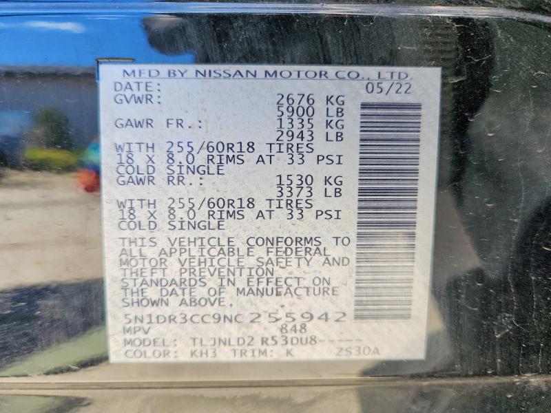 Aukcja sprzedaży 2022 Nissan Pathfinder, vin: 5N1DR3CC9NC255942, numer aukcji: 53265296