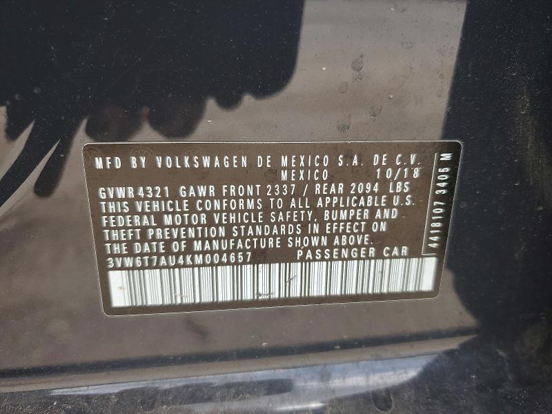 Продаж на аукціоні авто 2019 Volkswagen Gti, vin: 3VW6T7AU4KM004657, номер лоту: 54688996