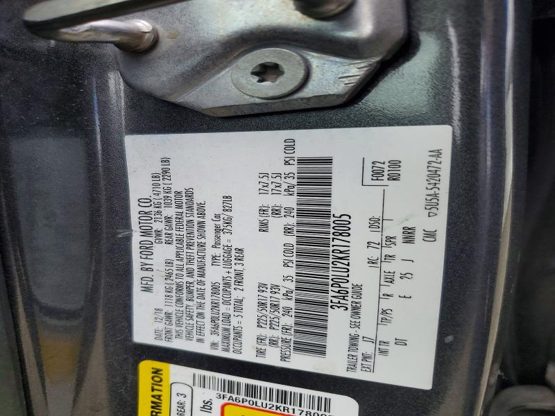 2019 Ford Fusion მანქანა იყიდება აუქციონზე, vin: 3FA6P0LU2KR178005, აუქციონის ნომერი: 55202626