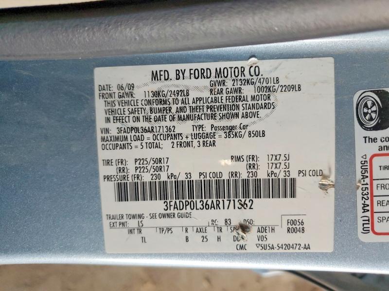 Продаж на аукціоні авто 2010 Ford Fusion, vin: 3FADP0L36AR171362, номер лоту: 53108016