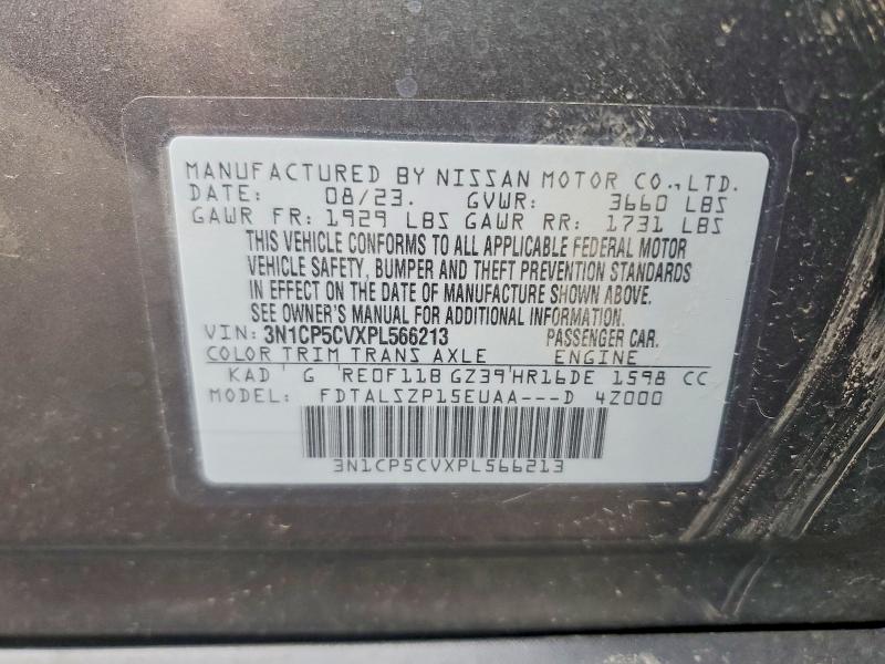 Продаж на аукціоні авто 2023 Nissan Kicks, vin: 3N1CP5CVXPL566213, номер лоту: 52524676