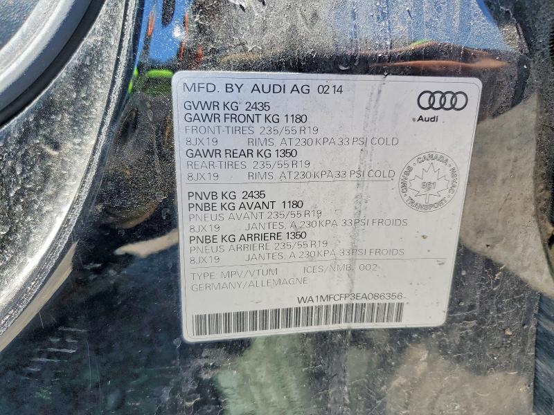 Продажа на аукционе авто 2014 Audi Q5, vin: WA1MFCFP3EA086356, номер лота: 52360146