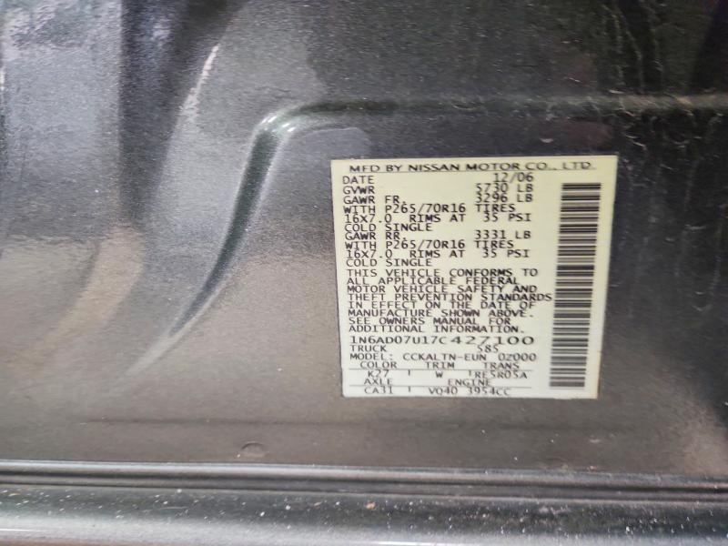 Aukcja sprzedaży 2007 Nissan Frontier, vin: 1N6AD07U17C427100, numer aukcji: 54725326