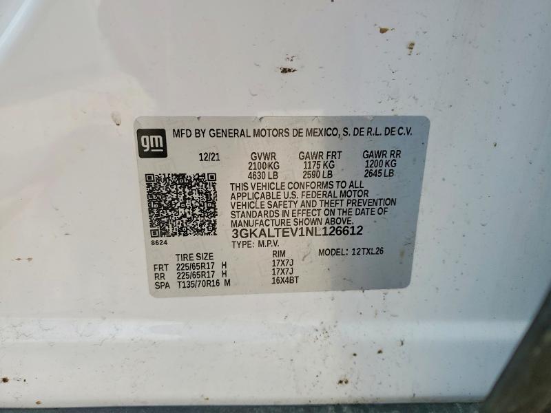 Aukcja sprzedaży 2022 Gmc Terrain, vin: 3GKALTEV1NL126612, numer aukcji: 52744516