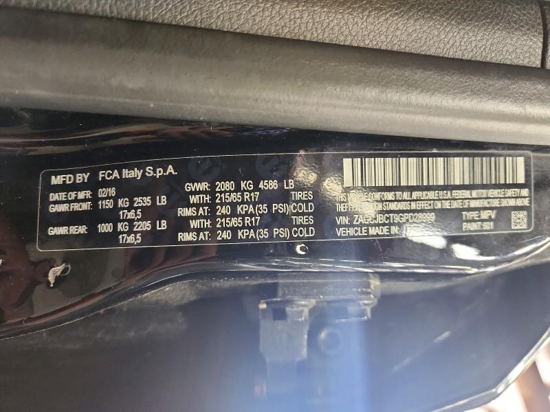 54344686 :رقم المزاد ، ZACCJBCT9GPD28999 vin ، 2016 Jeep Renegade مزاد بيع