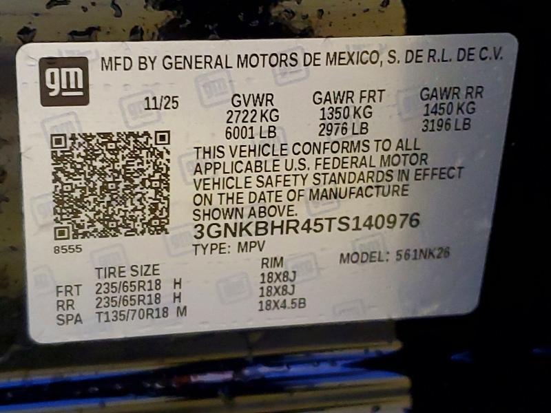 53573236 :رقم المزاد ، 3GNKBHR45TS140976 vin ، 2026 Chevrolet Blazer مزاد بيع